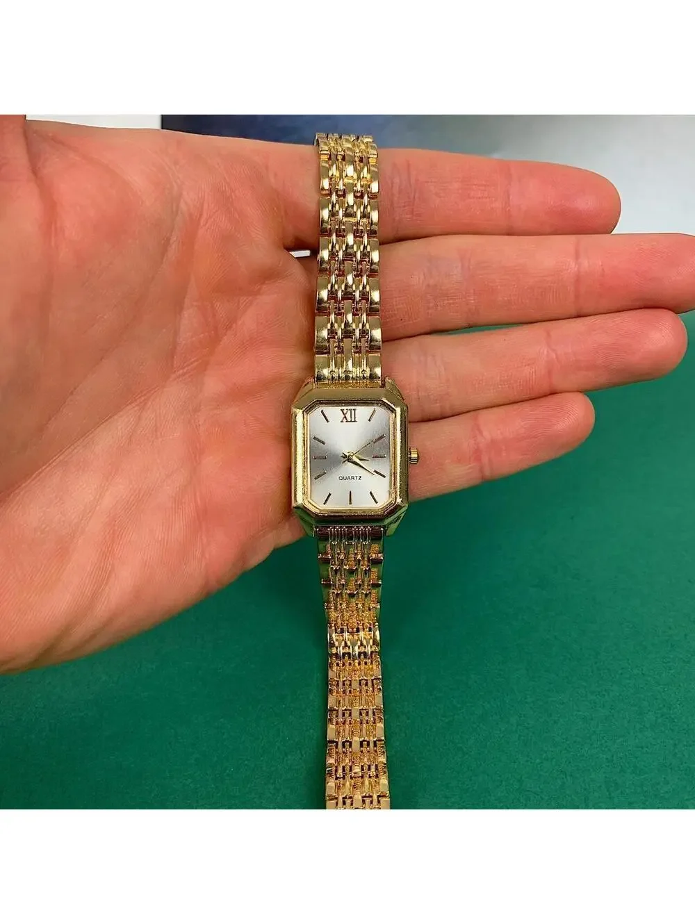 Y2K 2000s Vintage Minimalist Classy Stainless Steel Rectangular Gold And White F